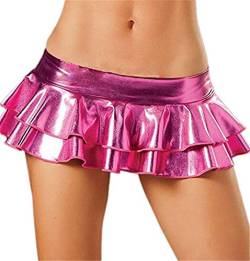 Wetlook Damen Panty Mini Rock Faltenrock schwarz Clubwear Party Kleid Damen Clubbing Unterwäsche von Flydo