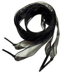 Flyingfish 2cm Breite Ribbon Schnürsenkel Organza Flache Schuhbänder Senkel 120CM Schwarz von Flyingfish