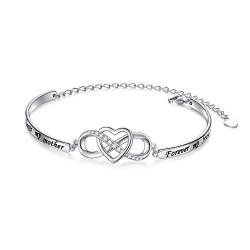 925 Sterling Silber Always My Mother, Forever My friend Inspirierend Verstellbar Unendlichkeit Armband Familie Schmuck für Damen Frauen Mutter Tochter (Mother Heart Infinity) von Flyow