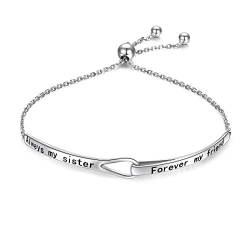 925 Sterling Silber Always My Sister, Forever My friend Inspirierend Verstellbar Unendlichkeit Armband Freundschaftsschmuck für Damen Frauen Mädchen Schwester Mutter Tochter (Sister Infinity) von Flyow