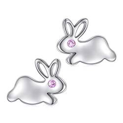 925 Sterling Silber Hypoallergen Süßes Tier Kaninchen Ohrstecker Hase für Damen Frauen Ohrringe Bestes Geburtstagsgeschenk von Flyow