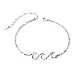 925 Sterling Silber Schmuck Flyow Dainty Verstellbar Feitwärts Armband für Damen und Mädchen (Wave) von Flyow