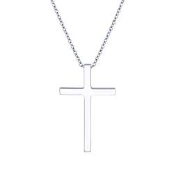 Flyow 925 Sterling Silber klassische Simpel Kreuz Kette Anhänger Schmuck Halskette für Herren, Silber Kette 61 cm Geschenk (Kleines Kreuz) von Flyow