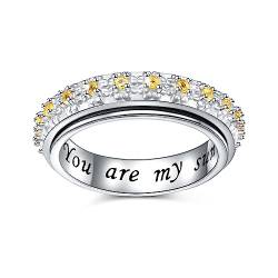 Sie sind mein Sonnenschein Sterling Silber Daisy Ringe für Frauen Mädchen Angst lindern ADHS Fidget Spinner Ring Größe 6 von Flyow