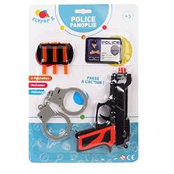 FLYPOP'S - Polizei-Set - Verkleidungszubehör - 181307 - Schwarz - Kunststoff - Polizist - Kinder-Spielzeug - Karneval - Kostüm - 21 cm x 31,5 cm - Ab 3 Jahren von Flypop's