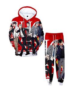 Flyself Jungen Haikyuu Hoodie und Hose Karasuno High School Hinata Shoyo Kostüm Kageyama Cosplay Kostüm 3D Anime Pullover Sweatshirt + Jogginghose Suit Trainingsanzug Sportbekleidung von Flyself