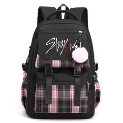 Flyself Kpop Stray Kids Schulrucksack Mädchen Teenager, Laptop-Rucksäcke 15,6 Zoll College Schultasche Anti-Diebstahl-Reise-Tagesrucksack Große Büchertaschen für Frauen Studenten von Flyself