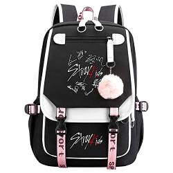 Flyself Schulrucksack Mädchen Teenager Kpop Stray Kids Schultasche Jungen Rucksack Schul Mit 15.6 zoll Laptopfach Wasserdicht Schulranzen Rucksack Daypacks Backpack von Flyself