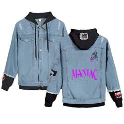 Flyself Unisex Kpop Stray Kids MANIAC Jeansjacke mit Kapuze Sweatjacke Langarm Hoodies Pullover Denim Jacket Denim Mantel Kapuzenpullover für Herren und Damen von Flyself