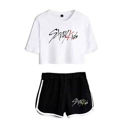 Flyself Unisex Kpop Stray Kids T-Shirts und Hosen Kurzarm T-Shirt & Kurze Hose 2 Stücke Set für Herren und Damen von Flyself
