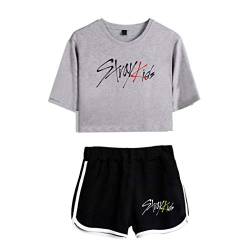 Flyself Unisex Kpop Stray Kids T-Shirts und Hosen Kurzarm T-Shirt & Kurze Hose 2 Stücke Set für Herren und Damen von Flyself