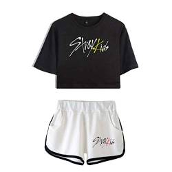 Flyself Unisex Kpop Stray Kids T-Shirts und Hosen Kurzarm T-Shirt & Kurze Hose 2 Stücke Set für Herren und Damen von Flyself