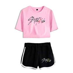 Flyself Unisex Kpop Stray Kids T-Shirts und Hosen Kurzarm T-Shirt & Kurze Hose 2 Stücke Set für Herren und Damen von Flyself