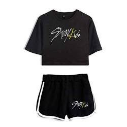 Flyself Unisex Kpop Stray Kids T-Shirts und Hosen Kurzarm T-Shirt & Kurze Hose 2 Stücke Set für Herren und Damen von Flyself