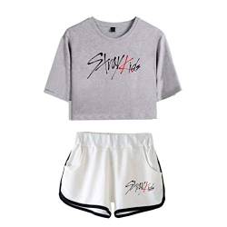 Flyself Unisex Kpop Stray Kids T-Shirts und Hosen Kurzarm T-Shirt & Kurze Hose 2 Stücke Set für Herren und Damen von Flyself