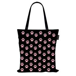 Fmeida Stoffbeutel Bedruckt Stofftasche Damen Jutebeutel Baumwolltasche Canvas Tragetasche Einkaufstasche Lange Henkel Einkaufsbeutel faltbar Einkaufsshopper Tote Bag Aesthetic Punkt Schwarz von Fmeida