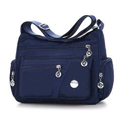 Damen Schultertasche, Nylon Multi Pocket Wasserdicht Crossbody Handtasche, Verstellbarer Single Sling Strap für Teen Mädchen Frauen, Blau von Fnjuucw