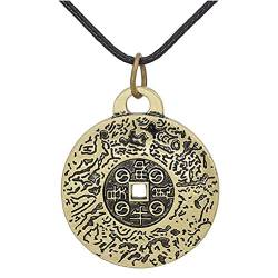 Fnjuucw Feng Shui Geld-Amulett, zieht Reichtum und Glück an, Amulett Halskette, Retro-chinesischer Geld-Stil, modischer Anhänger, für Männer und Frauen, Metall von Fnjuucw