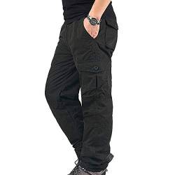 Fnsky Herren Cargohose Winter Warm Fleece Muti-Pocket Wandern Klettern Hose Dicke Thermo Casual Pants für Männer Outdoor von Fnsky