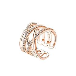 Focisa Ring Ringe Rings Bijouterie Herren Damen Neue Mode Silber Multilayer Kreuz Ring Luxus Ehering Schmuck Rosegold von Focisa