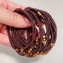 Haarschmuck Haargummis Haarspangen 10 Stück Koreanische Damen-Elastische Haar-Gummiband-Stirnbänder Mädchenperlen Haarkratz-Stirnbänder/Halter/Zahnfleisch-Zubehör Squaredbrown10 Stück von Focisa