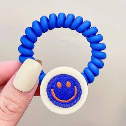 Haarschmuck Haargummis Haarspangen Klein Blue Damen-Stirnband, Telefonleitung, Haarbänder, Mädchen, Krawatte, Pferdeschwanz, Elastisches Gummiband, Niedliches Smiley-Haarseil, Haarschmuck 1 von Focisa