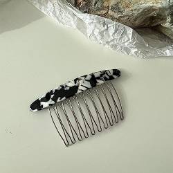 Haarschmuck Haargummis Haarspangen Südkoreas Neue Einfache Plaid-Pony-Haarnadel-Haarnadel-Texturmuster-Eisenzahn-Haarkamm-Einsatzkamm-Haar-Accessoires 01Blackandwhite von Focisa