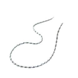 Halskette Ketten Schmuck Herren Frauen Anhänger Necklace Mode Reiskornkette 925 Glatte Perlenkette Choker Halskette Einfache Damen Haute Joaillerie Nk155Silber von Focisa