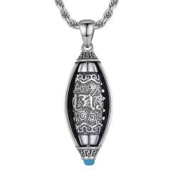 Halskette Ketten Schmuck Herren Frauen Anhänger Necklace Modische Sechsstellige Schrift Rotierende Halskette Für Männer Und Frauen Retro Drehbare Anhänger Pullover Kette Punk Schmuck Zubehör von Focisa