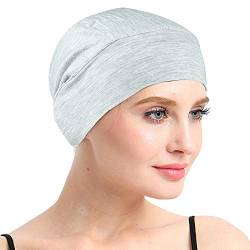 Bambus-Schlafhaube für Haarausfall, Kopfbedeckung für Chemo-Frauen, Hellgrau, Einheitsgröße von FocusCare
