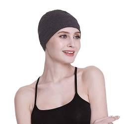 Bambus-Schlafkappe für Haarausfall, Kopfbedeckung für Chemo-Frauen, New Dark Health Gray, Einheitsgröße von FocusCare