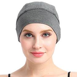 Bambus-Schlafkappe für Haarausfall, Kopfbedeckung für Chemo-Frauen, dunkelgrau, Einheitsgröße von FocusCare