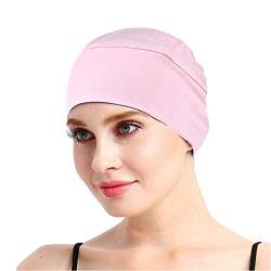 Bambus-Schlafkappe für Haarausfall, Kopfbedeckung für Chemo-Frauen, hellrosa Farbe, Einheitsgröße von FocusCare