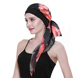 FocusCare Chemo Kopfbedeckung, Kopftuch, Schal, Krebs, Kappen für Haarausfall, Frauen, Dunkelrot/Schwarz, Einheitsgröße von FocusCare