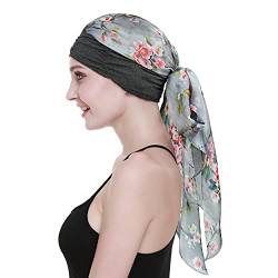 FocusCare Pre Tied Head Wrap Scarfs Easy Tie Bandana Cotton Bamboo Sleep Cap Medical Gifts for Chemotherapy Women Gray Pink von FocusCare