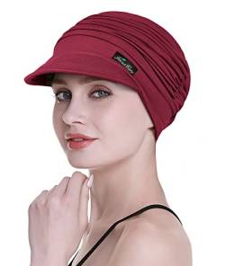 FocusCare Weiche Hüte für Damen in Chemotherapie, Bambus, Baseball-Cap, bei Haarausfall, Turban Gr. Einheitsgröße, Burgunderrot von FocusCare