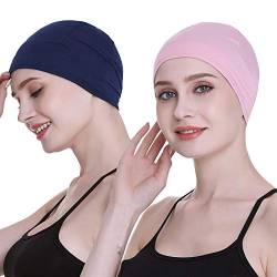 Leichte Krebs-Kopfbedeckung Nacht Schlaf Kappe Chemo Beanie Haarausfall Hüte Navy Pink, Dunkelgrün, Einheitsgröße von FocusCare