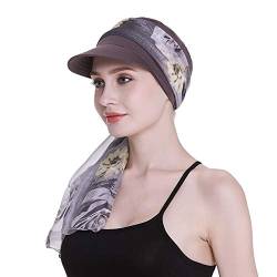 Newsboy Cap für Damen, Chemo-Kopfbedeckung mit Schals, Geschenke, Haarausfall, ganzjährig erhältlich, GRAU, Einheitsgröße von FocusCare