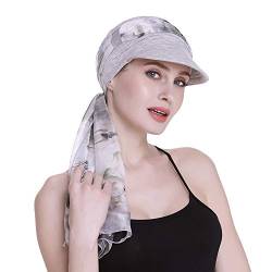 Newsboy Cap für Frauen Chemo-Kopfbedeckung mit Schals Geschenke Haarausfall alle Jahre erhältlich, Hellgrau, Einheitsgröße von FocusCare