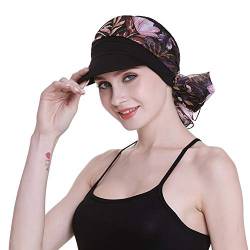 Newsboy Cap für Frauen Chemo-Kopfbedeckung mit Schals Geschenke Haarausfall alle Jahre erhältlich, Schwarz, Einheitsgröße von FocusCare