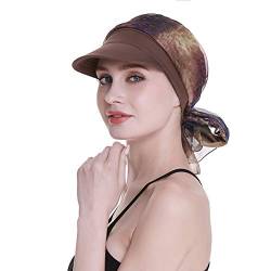 Newsboy Cap für Damen, Chemo-Kopfbedeckung mit Schals, Geschenk, Haarausfall, ganzjährig erhältlich, Braun, Einheitsgröße von FocusCare