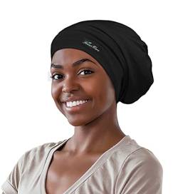 FocusCare Schlafmütze, mit Seidensatin gefüttert, verstellbar, für schwarze Damen mit krausem Haar, extra groß von FocusCare