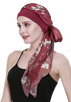 Women's Cancer Headwear Bamboo Scarf with Cap Compliments Head Wraps Chemo Turbans von FocusCare
