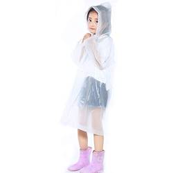 Fodlon Kinder Regenmantel für Mädchen Jungen, Wasserdicht Eva Regenponcho mit Kapuze, Klar Kleinkind Regenjacke Regencape, Kinder Regenumhang für Outdoor Radfahren Wandern Camping (Weiß) von Fodlon