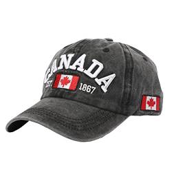 Foetest Verstellbare Kappe Baumwolle Hut Baseballkappe Kanada Kappe Hut Flagge Kappe Casual Kopfbedeckung Stickerei, schwarz, Einheitsgröße von Foetest