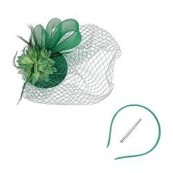 Elegantes Hochzeits Fascinator Stirnband Mit Blumen Feder Pillbox Für Make Up Party Für Hochzeitsfeier Feder Stirnband von Fogun