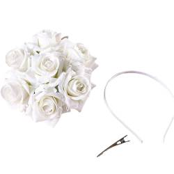 Simulation Rose Haarkranz Braut Hochzeit Party Stirnband Haarnadel Floral Fascinator Festival Kopfschmuck Leichter Und Tragbarer von Fogun