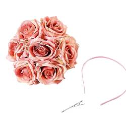 Simulation Rose Haarkranz Braut Hochzeit Party Stirnband Haarnadel Floral Fascinator Festival Kopfschmuck Leichter Und Tragbarer von Fogun