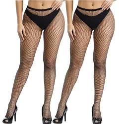 Fohevers Damen-Netzstrümpfe, hohe Taille, Netzstrumpfhose, Kontrolle, Top, Zaunnetz, Leggings, Strumpfhose für Halloween, Cosplay, Tanz, M Netz, 2 Stück, One size von Fohevers