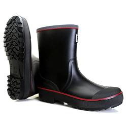 Foinledr Gummistiefel Herren Halbhoch Regenstiefel Gumischtifel Herren Wasserdicht Rain Boots Gartenstiefel Atmungsaktiv Gummistiefeletten Wasserdichter Angelstiefel, Schwarz/rot, 40 EU von Foinledr